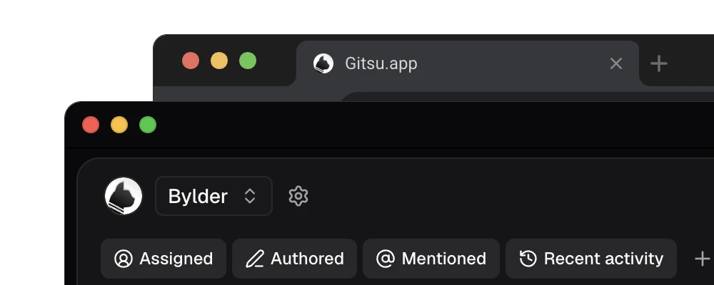 Gitsu running in a browser tab at gitsu.app, showing a filtered project table