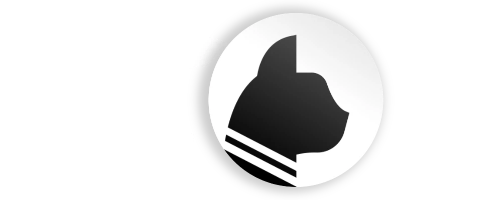 The Gitsu mark: a black cat in profile on a white circle